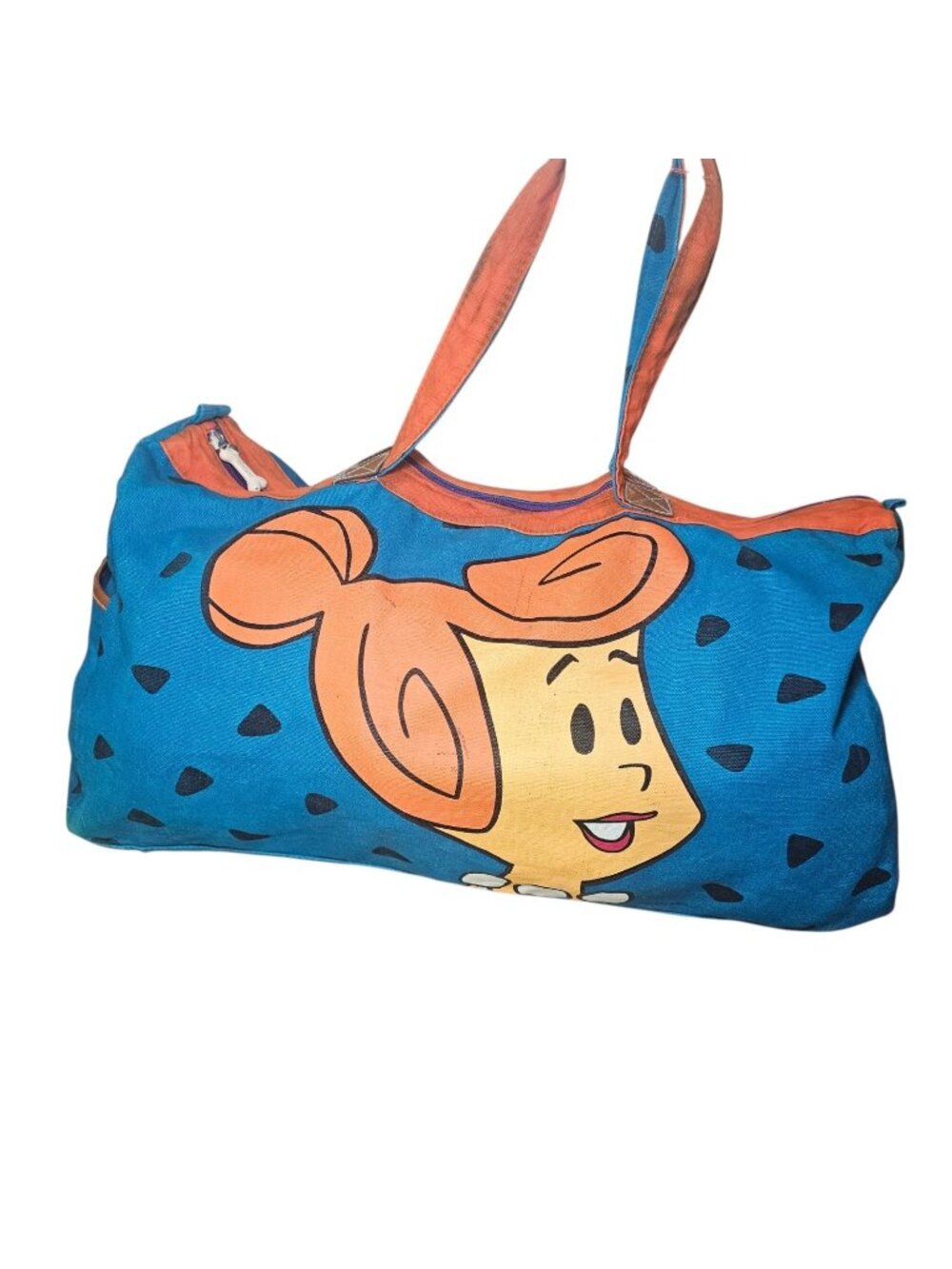 VTG The Flintstones Wilma Duffle Overnight Bag Blue Canvas